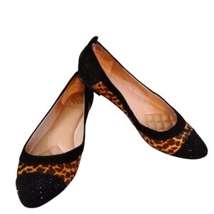 Vince Camuto Toker 2 Calf Hair Leopard Print Rhinestone Studded Ballet Flats 7.5